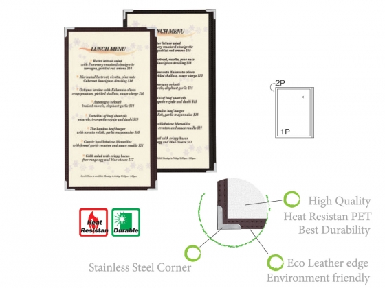 CLEAR VINYL MENU BOOK